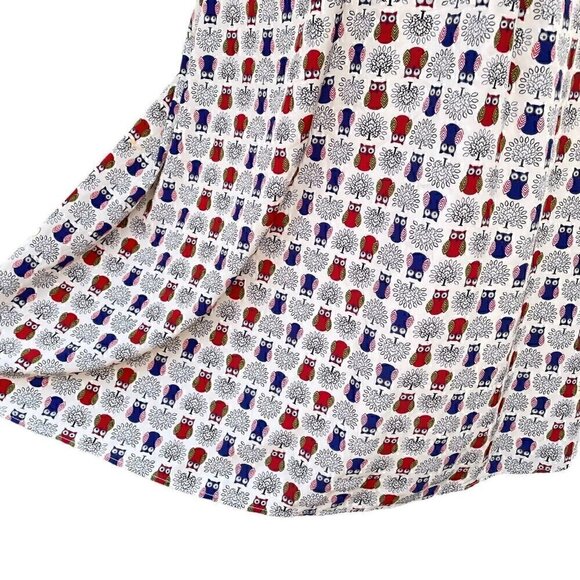 Owl Print Sleeveless Fit & Flare Midi Dress Back Tie Yellow Star Women’s 1X Plus - Picture 7 of 13